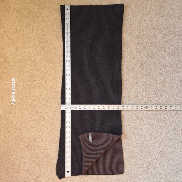 Avon Celli Cashmere Scarf Ribbed Brown & Black - Picture 2 of 9